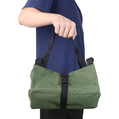 Heavy-Duty Canvas Tool Roll Up Bag & Organizer Tote - Multi-Pocket Wrench & Tool Pouch(Green)