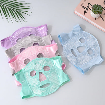 Purple Reusable Cooling Gel Bead Face Mask and Eye Mask Set - Soothing Therapy for Puffy Eyes, Headaches and Facial Relaxation