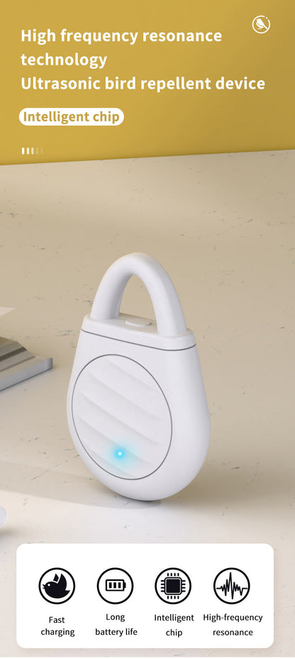 2 Pcs White Portable Ultrasonic Pest Repeller - Rechargeable Mosquito & Bird Repellent Device | 3-Mode for Indoor, Outdoor & Camping