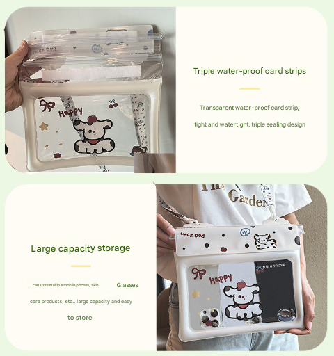 2 Pcs White Cute Floating Waterproof Pouch - Touch-Sensitive Screen & Adjustable Strap