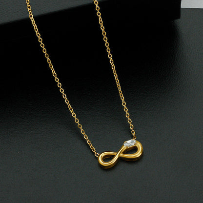 Style 1 Gold Infinity Necklace for Women - Dainty Titanium Steel Pendant with Sparkling Cubic Zirconia