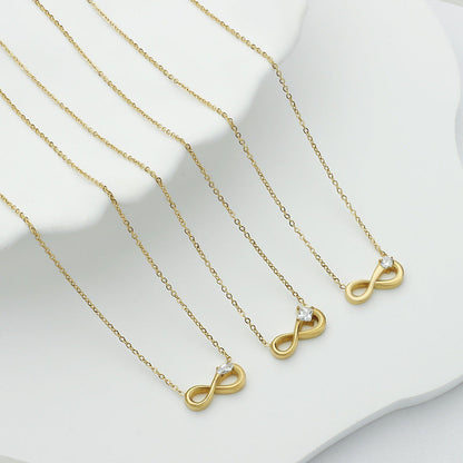 Style 1 Gold Infinity Necklace for Women - Dainty Titanium Steel Pendant with Sparkling Cubic Zirconia