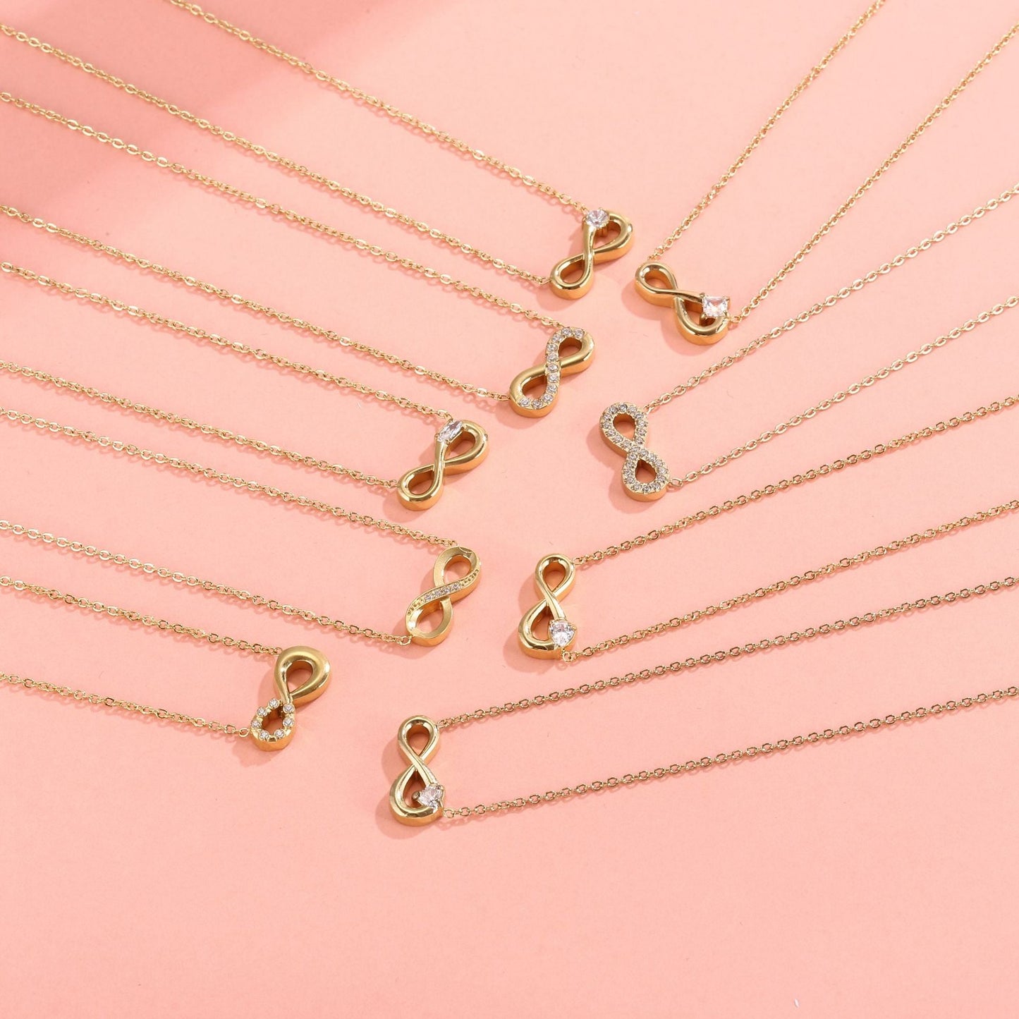 Style 4 Gold Infinity Necklace for Women - Dainty Titanium Steel Pendant with Sparkling Cubic Zirconia