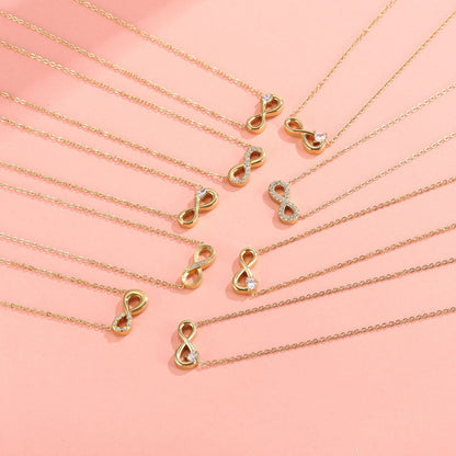 Style 8 Gold Infinity Necklace for Women - Dainty Titanium Steel Pendant with Sparkling Cubic Zirconia