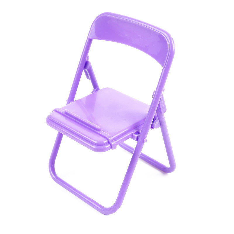 Color Mixing Adorable Mini Folding Chair Phone Stand - 4 Pack Cute Desktop Holder for Hands-Free Viewing