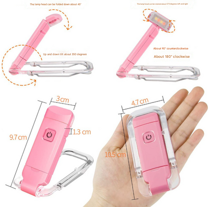 2 Pcs Pink USB Rechargeable Clip-on LED Book Light - 3 Color Modes & Dimmable Brightness for Eye-Caring Reading