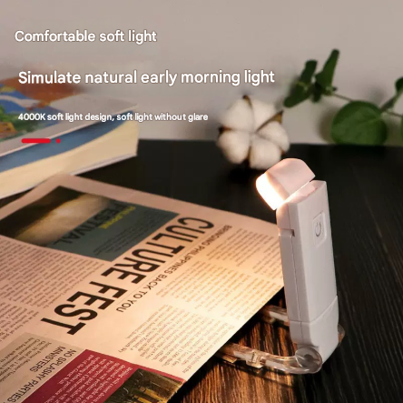 2 Pcs Blue USB Rechargeable Clip-on LED Book Light - 3 Color Modes & Dimmable Brightness for Eye-Caring Reading