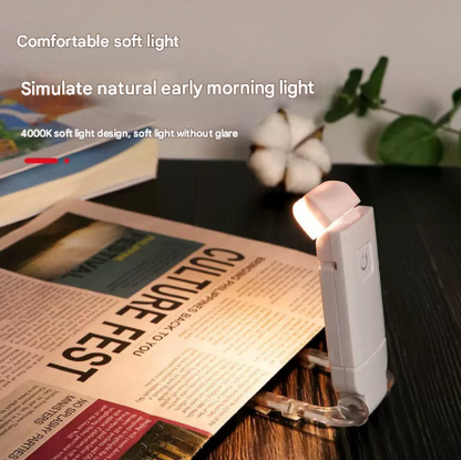 2 Pcs Blue USB Rechargeable Clip-on LED Book Light - 3 Color Modes & Dimmable Brightness for Eye-Caring Reading