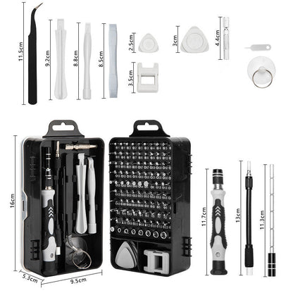 Grey Professional 115-in-1 Precision Screwdriver Set - Magnetic Repair Tool Kit for PC, Laptop, Phone & Electronics