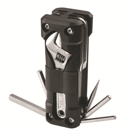 Black Versatile 16-in-1 Bike & Motorcycle Multi-Tool - Portable Repair Kit with Adjustable Wrench