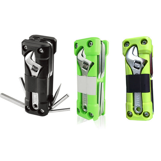 Black Versatile 16-in-1 Bike & Motorcycle Multi-Tool - Portable Repair Kit with Adjustable Wrench