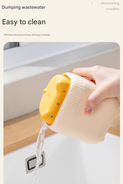 2 Pcs Yellow Cute Cat Press-to-Dispense Soap Pump & Sponge Caddy for Kitchen Sink