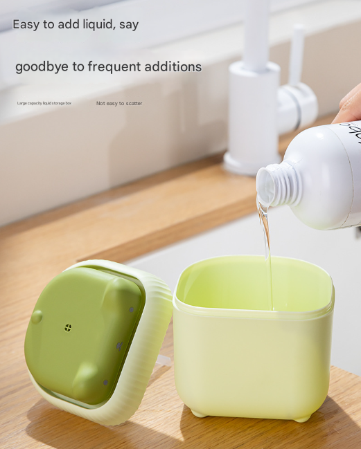 2 Pcs Green Cute Cat Press-to-Dispense Soap Pump & Sponge Caddy for Kitchen Sink