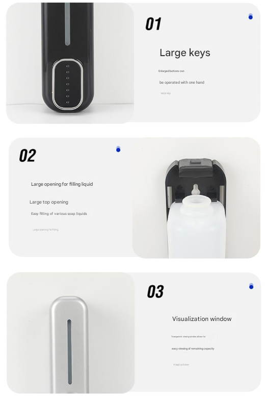 2 Pcs White Modern Wall-Mounted Press Soap Dispenser - 300ml Refillable Pump for Bathroom & Kitchen