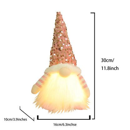 2 Pcs Pink Charming Light-Up Christmas Gnome - Festive Nordic Plush Holiday Decoration