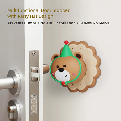 4 Pcs Pink Adorable Bear Wall Protector - Multi-Use Self-Adhesive Door Stopper Bumper