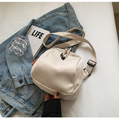 White Lightweight Canvas Crossbody Bag - Minimalist Casual Shoulder Satchel with Adjustable Strap
