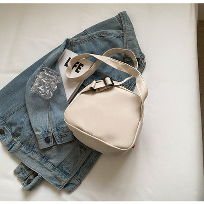 White Lightweight Canvas Crossbody Bag - Minimalist Casual Shoulder Satchel with Adjustable Strap