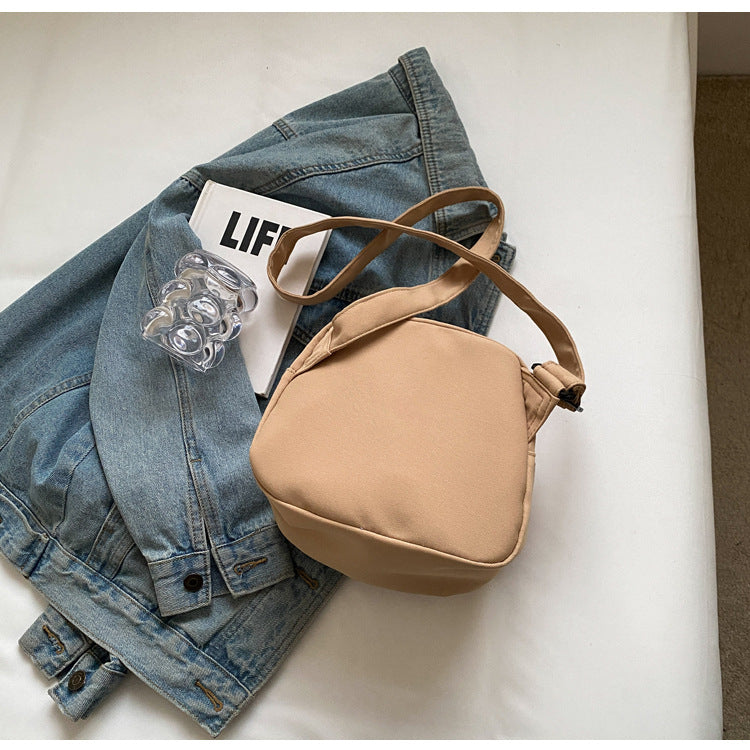 Khaki Lightweight Canvas Crossbody Bag - Minimalist Casual Shoulder Satchel with Adjustable Strap