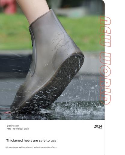 2 Pcs Size 3XL Dark Grey Reusable Waterproof Shoe Covers - Heavy Duty Non-Slip Rain Boot Protectors
