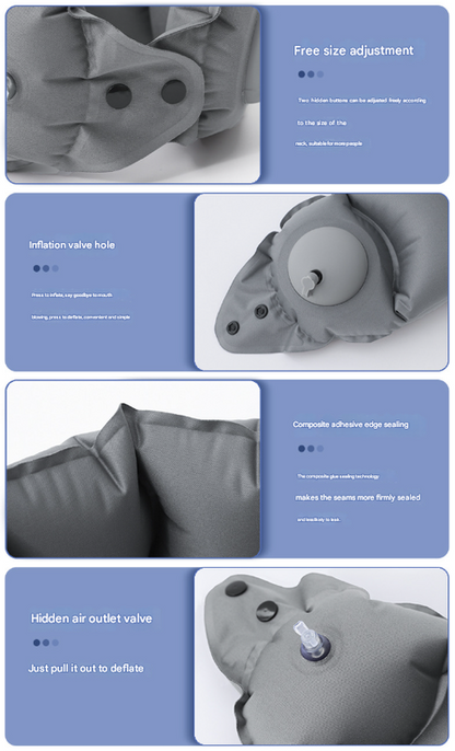 Pink Press-Pump Inflatable Travel Pillow - Ultra-Lightweight Ergonomic 360° Neck Support
