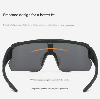 Black Unisex Sport Cycling Sunglasses - Lightweight Wraparound Eyewear for Running & Outdoor Activities
