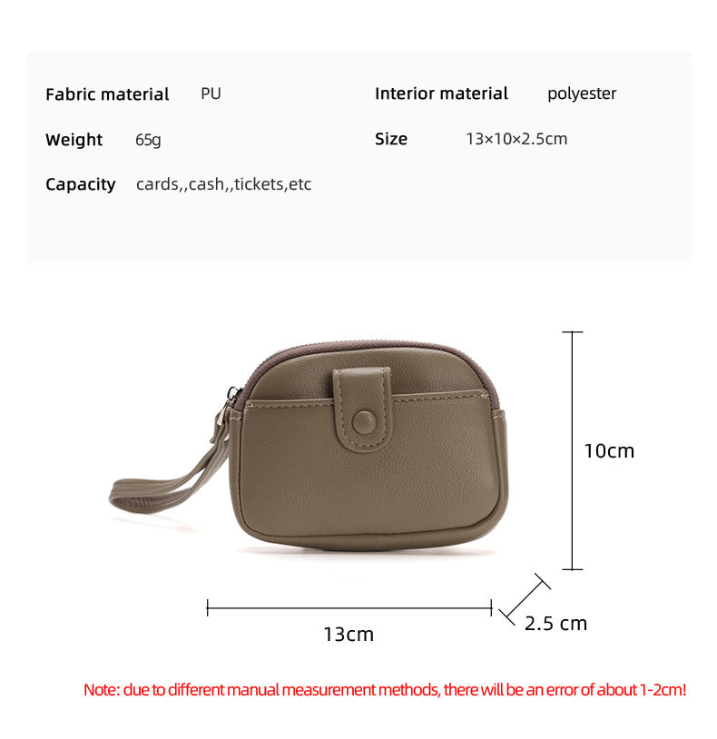 Black Womens Compact PU Leather Coin Purse - Stylish Mini Wallet Wristlet with Card Holder and Key Ring
