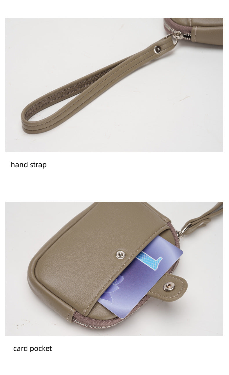 Blue Womens Compact PU Leather Coin Purse - Stylish Mini Wallet Wristlet with Card Holder and Key Ring
