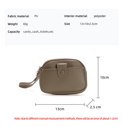 Purple Womens Compact PU Leather Coin Purse - Stylish Mini Wallet Wristlet with Card Holder and Key Ring