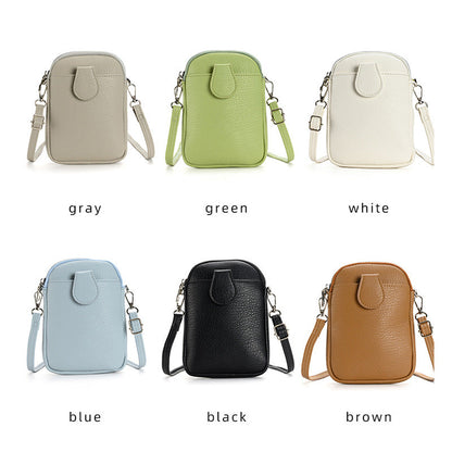 Grey Chic Crossbody Phone Bag - Womens PU Leather Mini Shoulder Purse with Adjustable Strap
