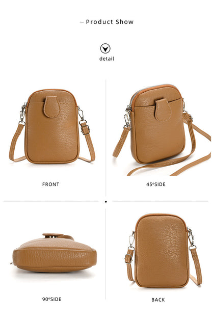 Grey Chic Crossbody Phone Bag - Womens PU Leather Mini Shoulder Purse with Adjustable Strap