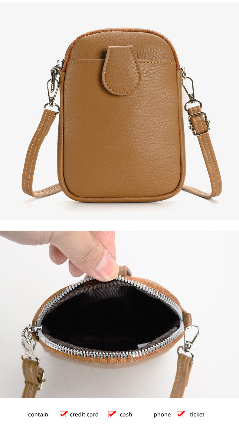 White Chic Crossbody Phone Bag - Womens PU Leather Mini Shoulder Purse with Adjustable Strap