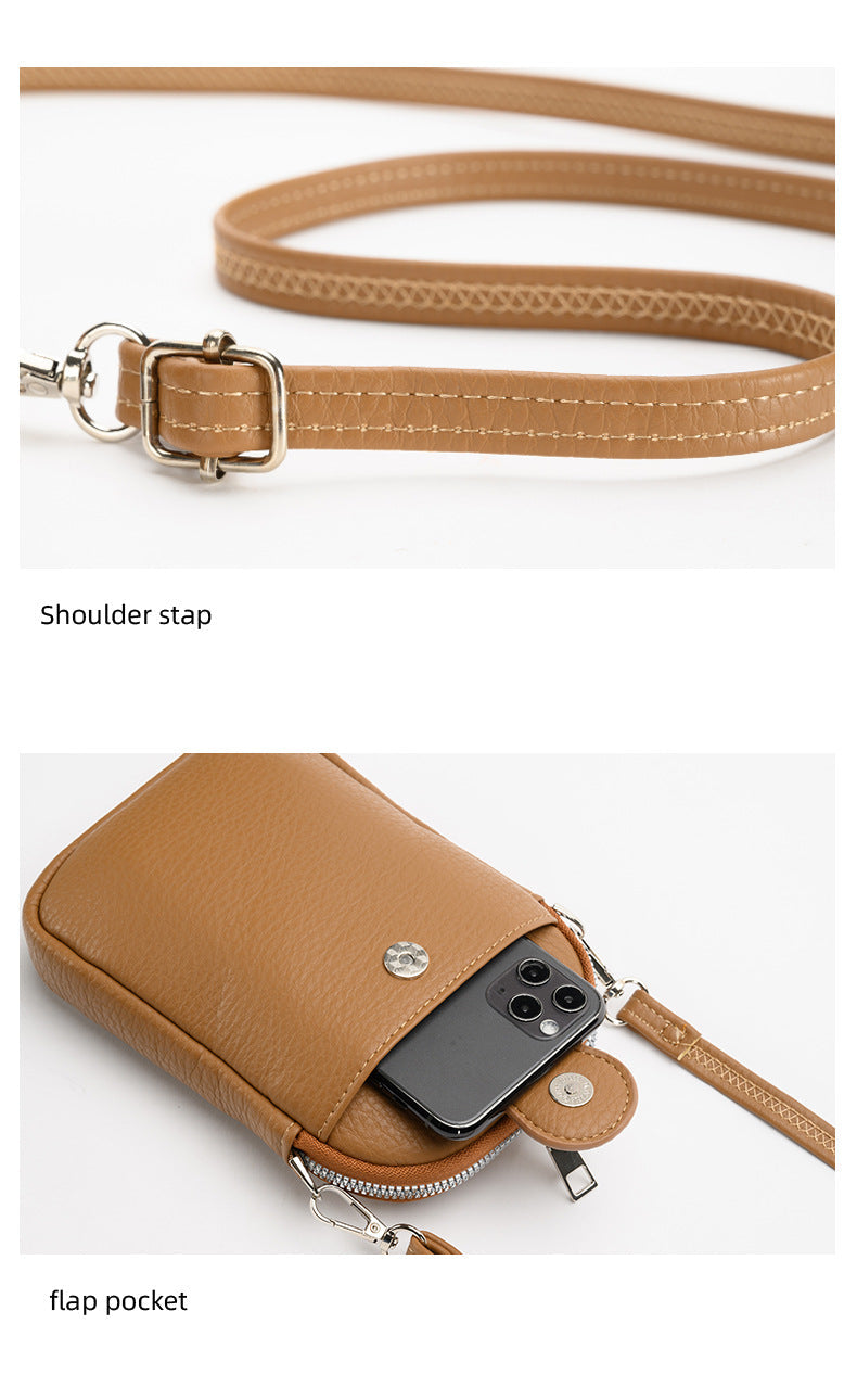 White Chic Crossbody Phone Bag - Womens PU Leather Mini Shoulder Purse with Adjustable Strap