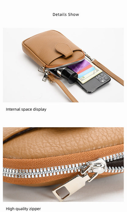 Blue Chic Crossbody Phone Bag - Womens PU Leather Mini Shoulder Purse with Adjustable Strap
