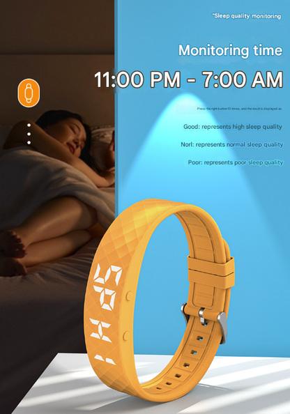 Yellow Smart Vibrating Alarm Watch - Digital Fitness Tracker Wristband with Pedometer & Sleep Monitor