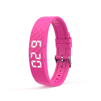 Rose Red Smart Vibrating Alarm Watch - Digital Fitness Tracker Wristband with Pedometer & Sleep Monitor