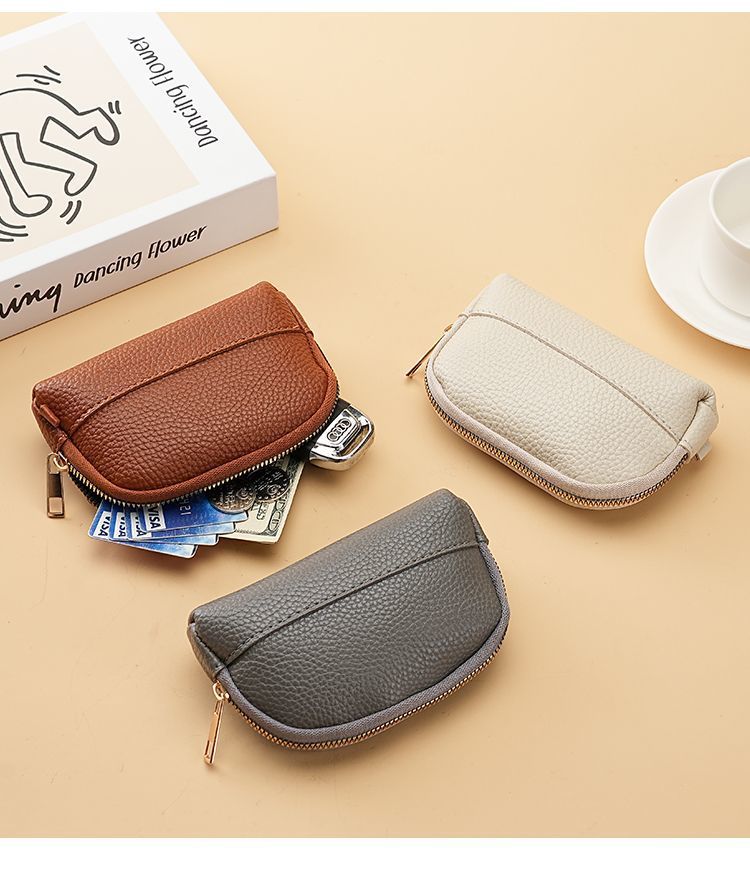 3 Pcs Brown Elegant Faux Leather Coin Purse - Mini Zipper Pouch & Compact Card Holder Wallet