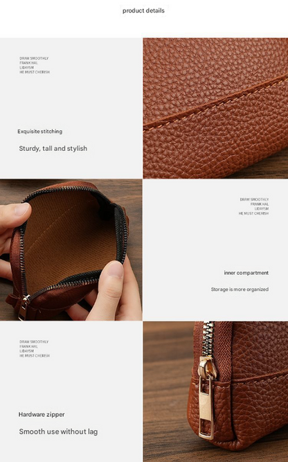 3 Pcs Brown Elegant Faux Leather Coin Purse - Mini Zipper Pouch & Compact Card Holder Wallet