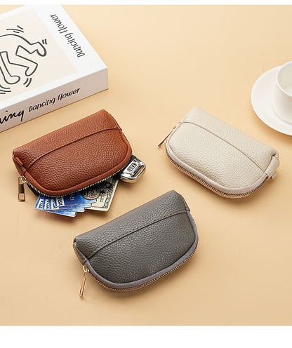 3 Pcs Grey Elegant Faux Leather Coin Purse - Mini Zipper Pouch & Compact Card Holder Wallet