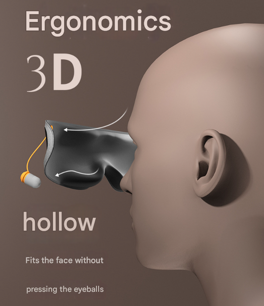 Grey 2-in-1 Blackout Sleep Mask with Integrated Noise Reducing Earplugs for Undisturbed Rest