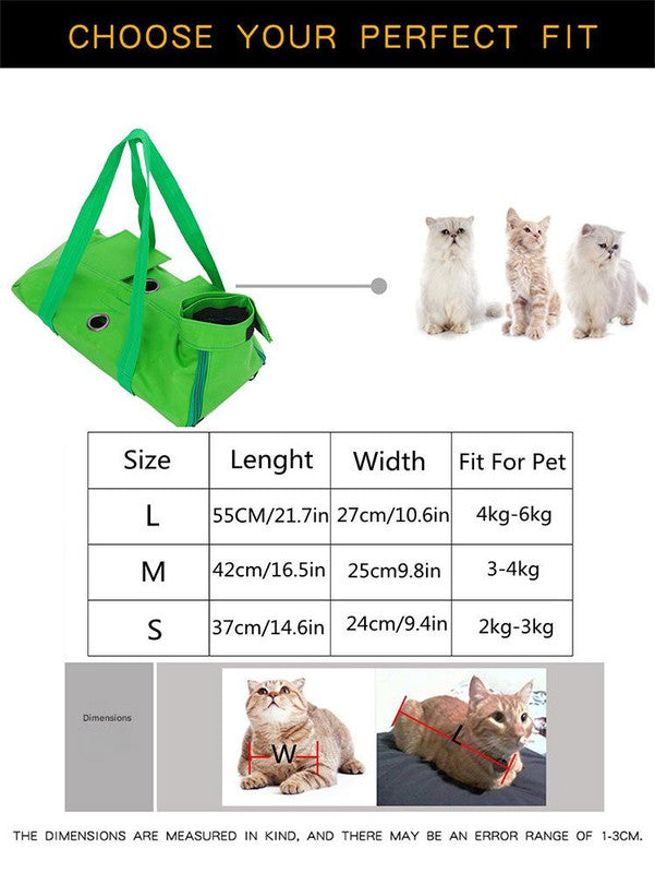 Size L Yellow Multi-Functional Cat Grooming Bag - Anti-Scratch Restraint Pouch for Nail Trimming and Vet Visits