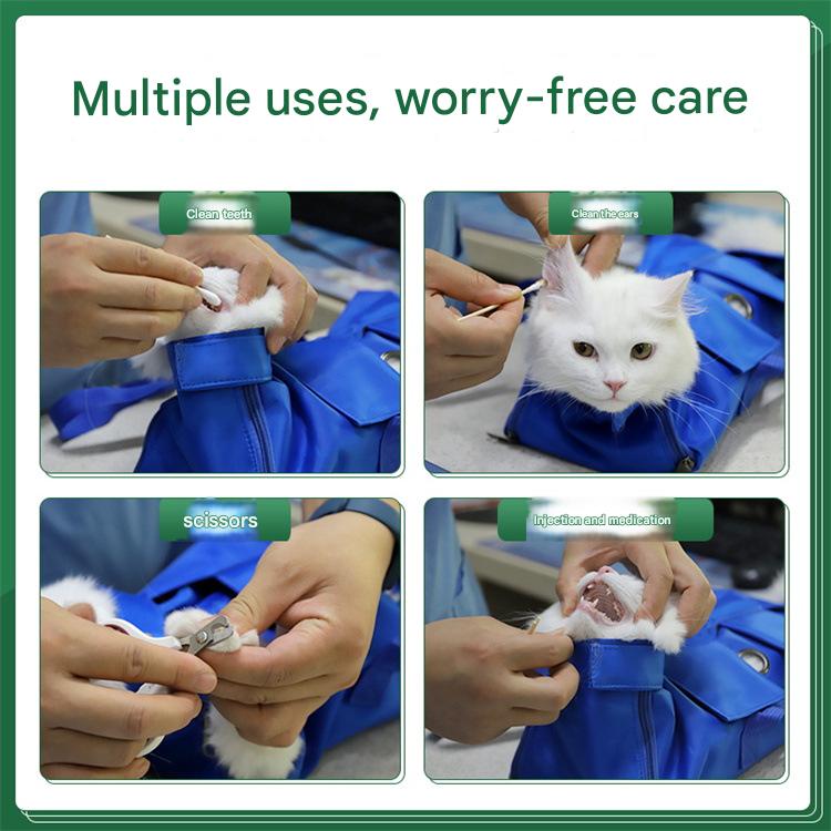 Size L Yellow Multi-Functional Cat Grooming Bag - Anti-Scratch Restraint Pouch for Nail Trimming and Vet Visits