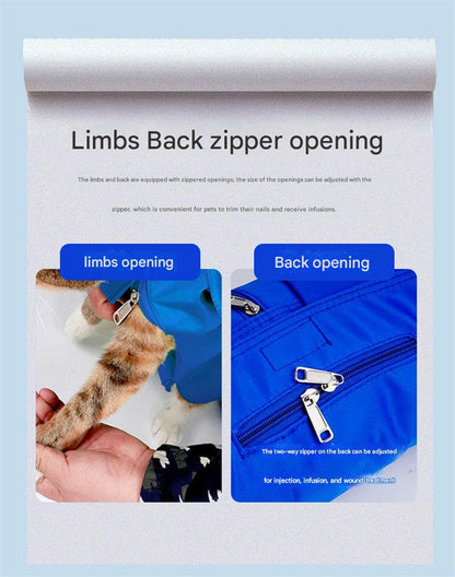 Size S Green Multi-Functional Cat Grooming Bag - Anti-Scratch Restraint Pouch for Nail Trimming and Vet Visits