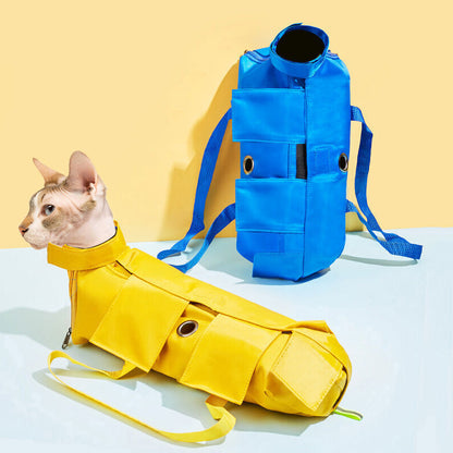 Size L Green Multi-Functional Cat Grooming Bag - Anti-Scratch Restraint Pouch for Nail Trimming and Vet Visits