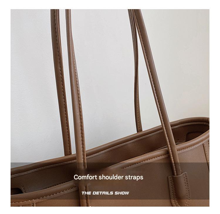 Black Chic Large Capacity Tote Bag - PU Leather Commuter Shoulder Handbag for Women