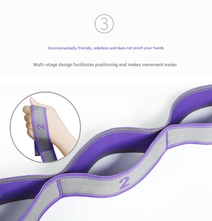 Pink and Blue 9-Loop Yoga Stretch Strap - Numbered Band for Flexibility and Physical Therapy