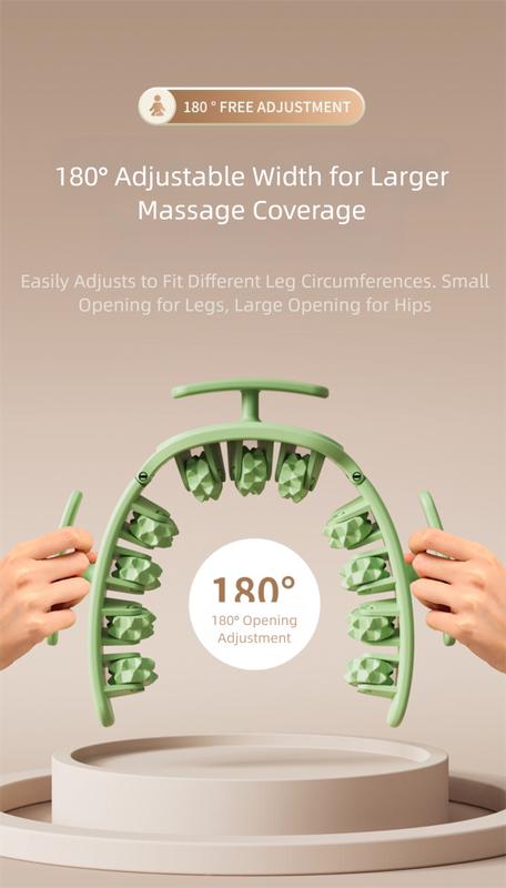 Green and White Removable Adjustable Wrap-Around Muscle Roller - 11-Wheel Deep Tissue Massager for Legs, Arms & Body