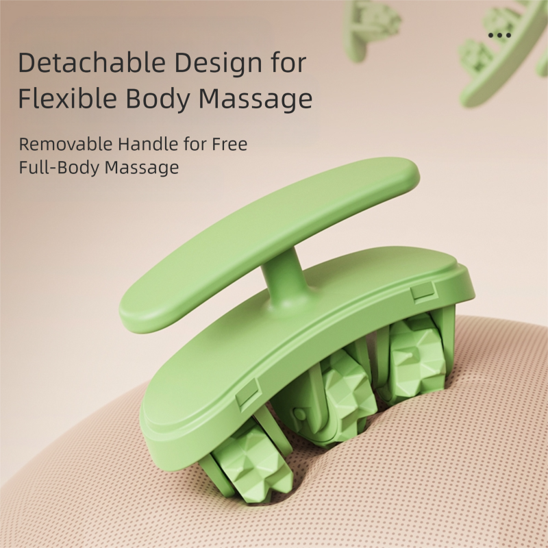 Green and White Removable Adjustable Wrap-Around Muscle Roller - 11-Wheel Deep Tissue Massager for Legs, Arms & Body