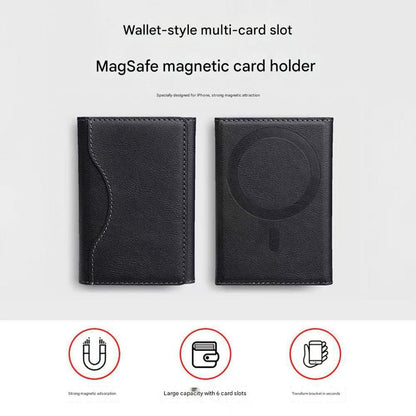 Khaki 3-in-1 Magnetic Wallet for MagSafe - Slim PU Leather Card Holder with Kickstand
