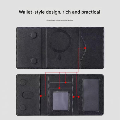 Khaki 3-in-1 Magnetic Wallet for MagSafe - Slim PU Leather Card Holder with Kickstand